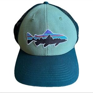Patagonia Fitz Roy Trout Trucker Hat - Wetland Blue Adjustable Meshback Cap